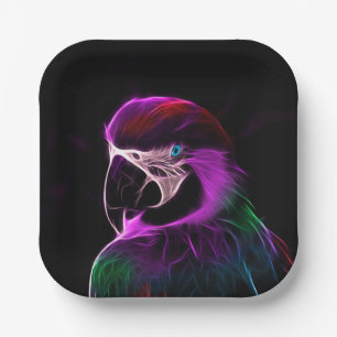 Awesome Plum Glow Parrot Paper Plate