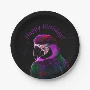 Awesome Plum Glow Parrot Paper Plate