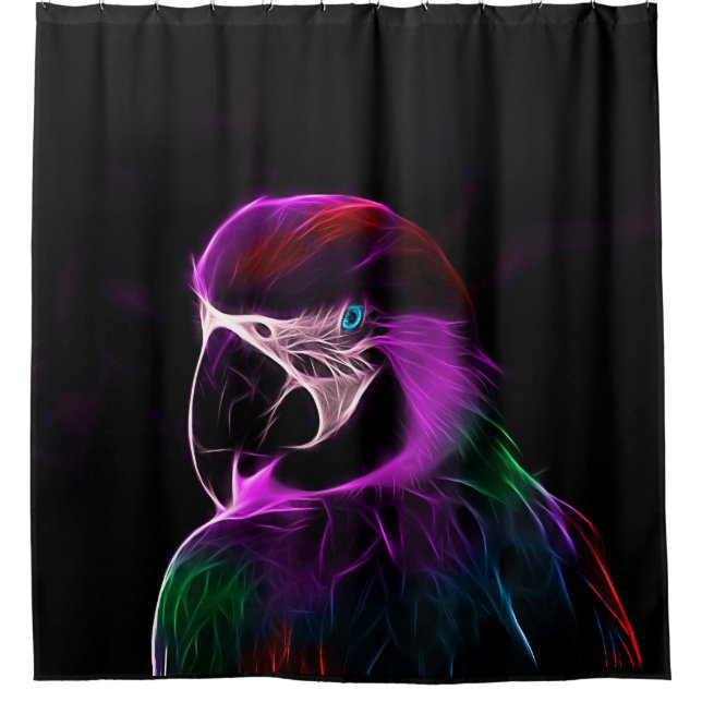 Awesome Plum Glow Parrot Shower Curtain (Front)