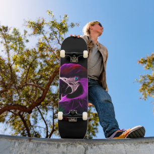 Awesome Plum Glow Parrot Skateboard