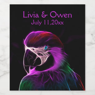 Awesome Plum Glow Parrot Wine Label