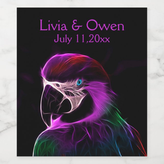 Awesome Plum Glow Parrot Wine Label (Single Label)