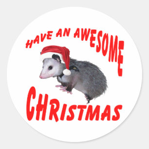 Awesome Possum Christmas Classic Round Sticker