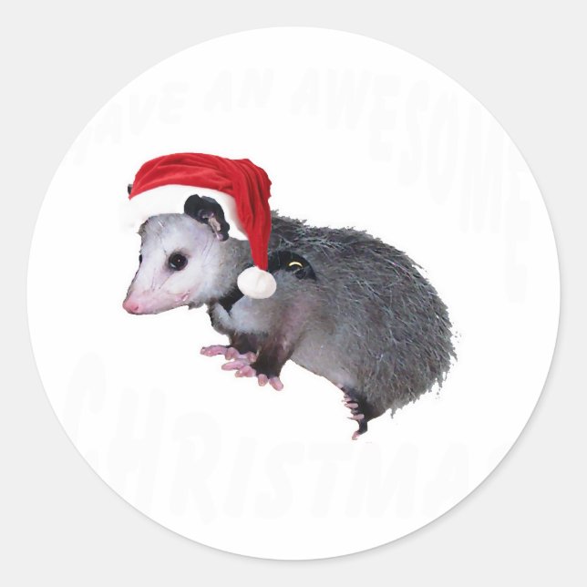 Awesome Possum Christmas Classic Round Sticker (Front)