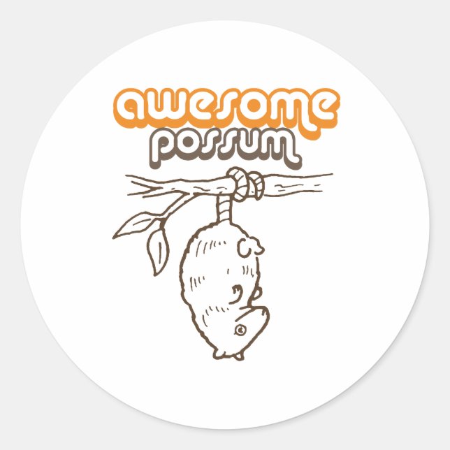 Awesome Possum Classic Round Sticker (Front)