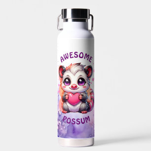 Awesome Possum   Cute Cartoon Opossum Water Bottle