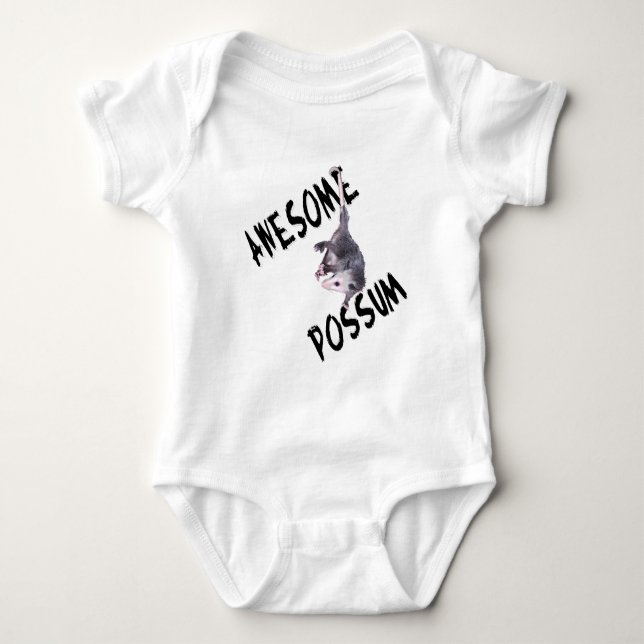 Awesome Possum Opossum Baby Bodysuit (Front)