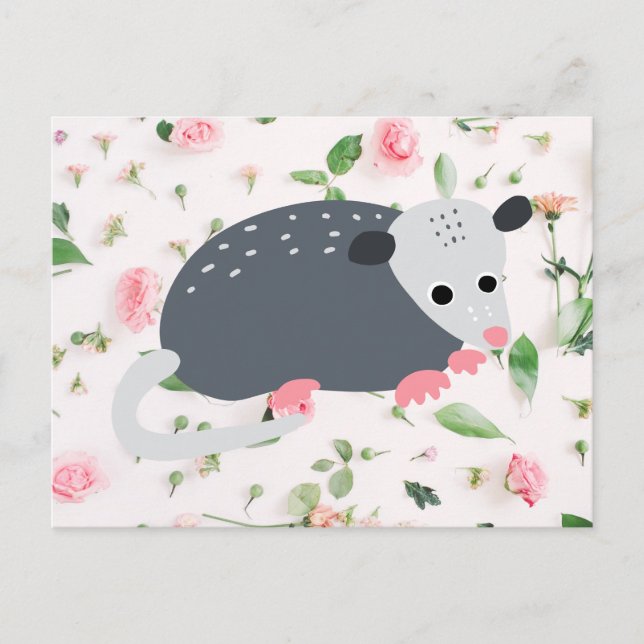 Awesome possum postcard design floral rose (Front)