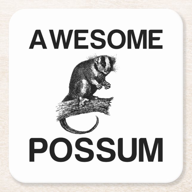 AWESOME POSSUM SQUARE PAPER COASTER (Front)