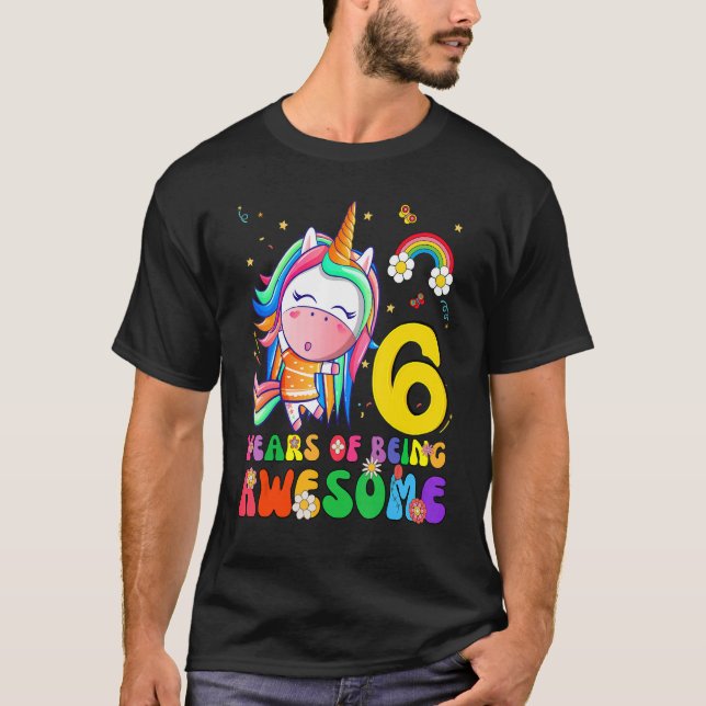 Awesome Princess Unicorn Birthday 6 Year Old Girl  T-Shirt (Front)