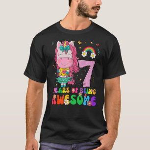 Awesome Princess Unicorn Birthday 7 Year Old Girl  T-Shirt