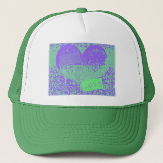 Awesome Purple and Mint Retro Heart Design Trucker Hat