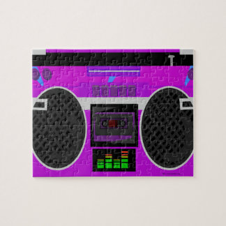 Awesome Purple Illustrated 80s Boombox Jigsaw Puzzle