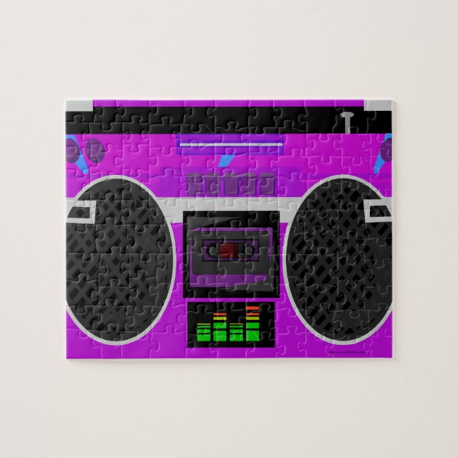 Awesome Purple Illustrated 80s Boombox Jigsaw Puzzle (Horizontal)