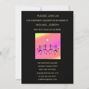 Awesome Rainbow Celebration Dance Birthday Invitation