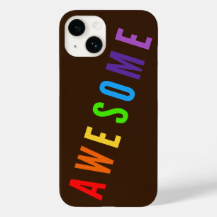 AWESOME RAINBOW COLORS POSTIVE HAPPY TEXT BROWN  Case-Mate iPhone 14 CASE