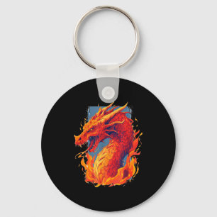 Awesome red fire dragon costume with flames key ring