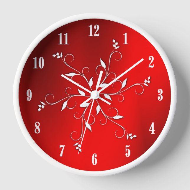 Awesome Red White Numbers Accent Clock (Front)