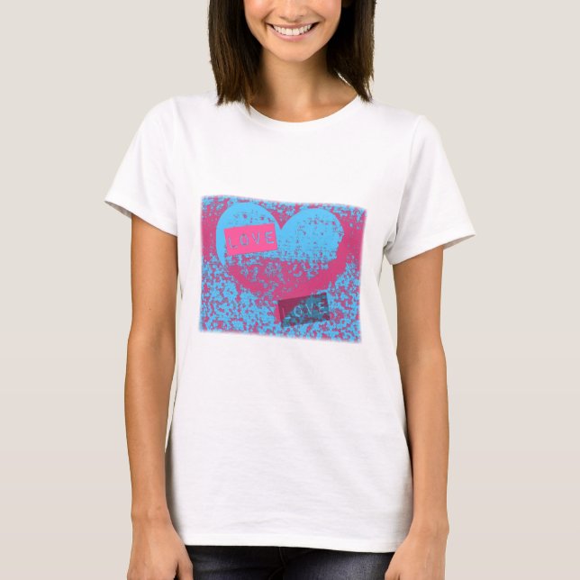 Awesome Retro Colours Love Heart Design T-Shirt (Front)