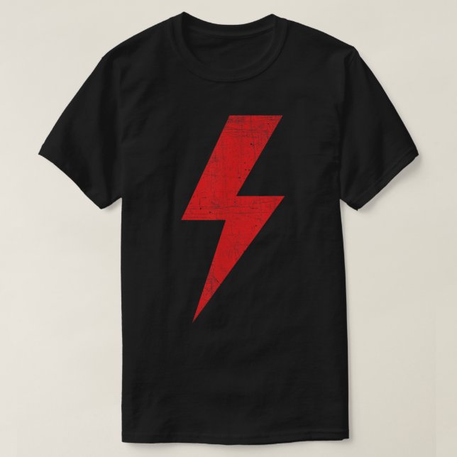 Awesome Retro Distressed Front ' Back RED Lightnin T-Shirt (Design Front)