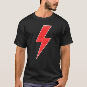 Awesome Retro Distressed RED & WHITE Lightning Bol T-Shirt