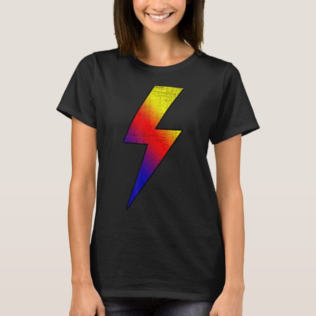 Awesome Retro Front & Back COLD BLACK FIRE Lightni T-Shirt (Front)