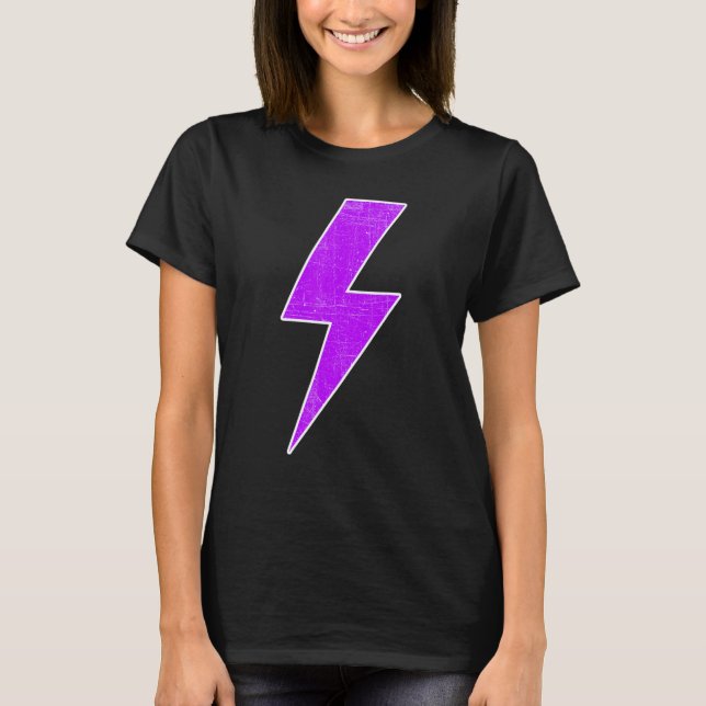 Awesome Retro Front & Back PURPLE & WHITE Lightnin T-Shirt (Front)