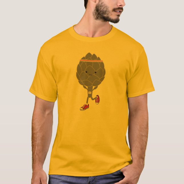 Awesome Retro Kawaii Artichoke Runner T-Shirt (Front)