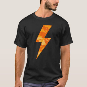 Awesome Retro ORANGE FALL CAMO Lightning Bolt T-Shirt