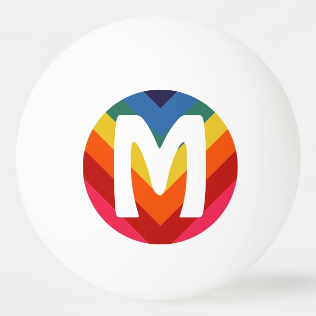 Awesome Retro Rainbow Ping Pong Ball Monogram (Front)