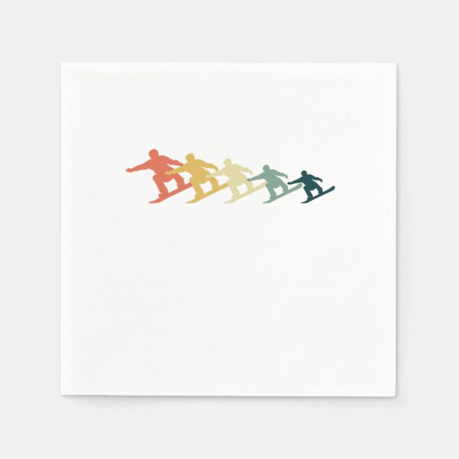 Awesome Retro Ski Skiing Skiers Winter Sports Napkin (Front)