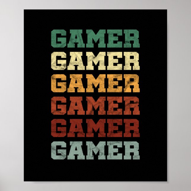 Awesome Retro Vintage Video Gamer Typography Poster (Front)