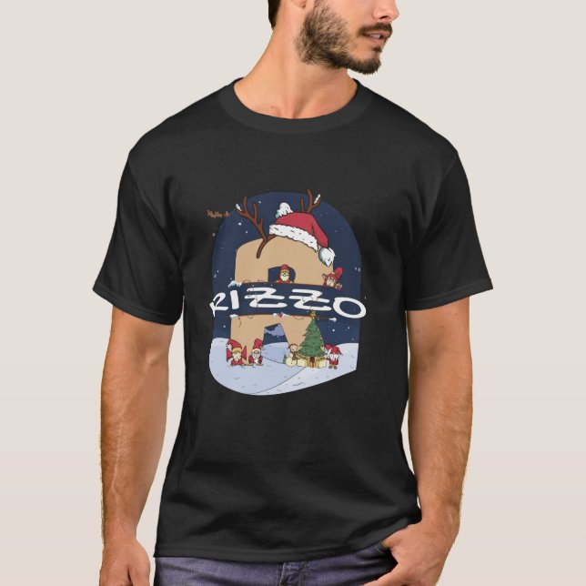 Awesome Rizzo Name w Santa Hat in Xmas Theme Chris T-Shirt (Front)