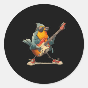 Awesome Robin Bird With Electric Guitar For Boys A Classic Round Sticker