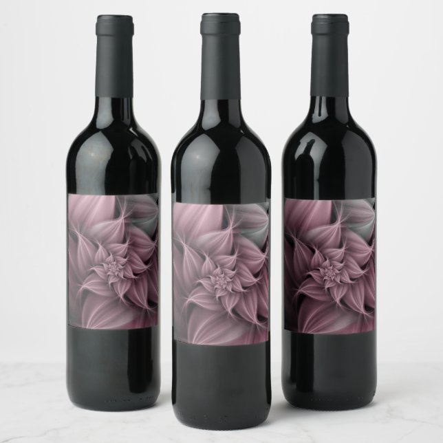 Awesome Rose Flower Fractal  Wine Label (Bottles)
