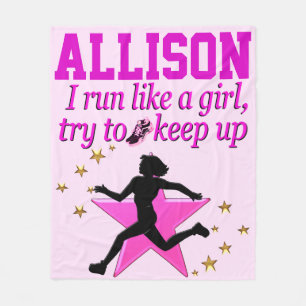 AWESOME RUN LIKE A GIRL FLEECE BLANKET