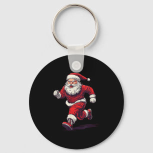 Awesome Running Santa Outfit For Jogging And Xmas Key Ring