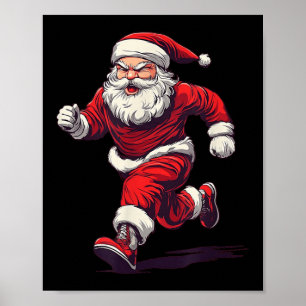 Awesome Running Santa Outfit For Jogging And Xmas Poster
