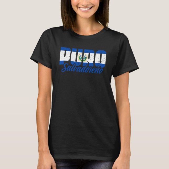 Awesome Salvadorian Flag Puro Salvadoreño El Salva T-Shirt (Front)