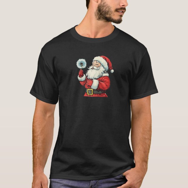 Awesome Santa Claus with Dandelion Costume Raglan  T-Shirt (Front)
