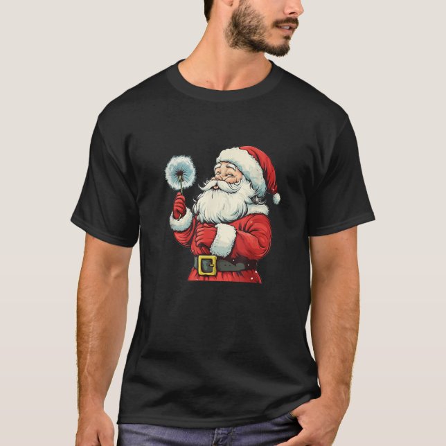 Awesome Santa Claus with Dandelion Costume  T-Shirt (Front)