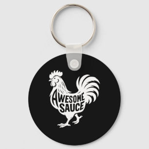 Awesome Sauce Rooster Chicken Key Ring