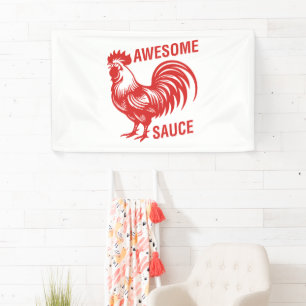 Awesome Sauce Rooster Funny Banner