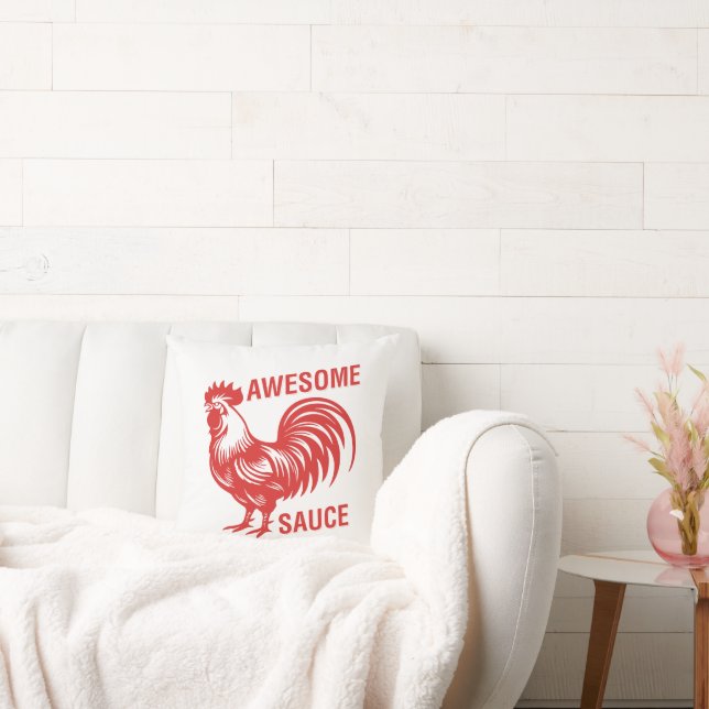 Awesome Sauce Rooster Funny Cushion (Couch)
