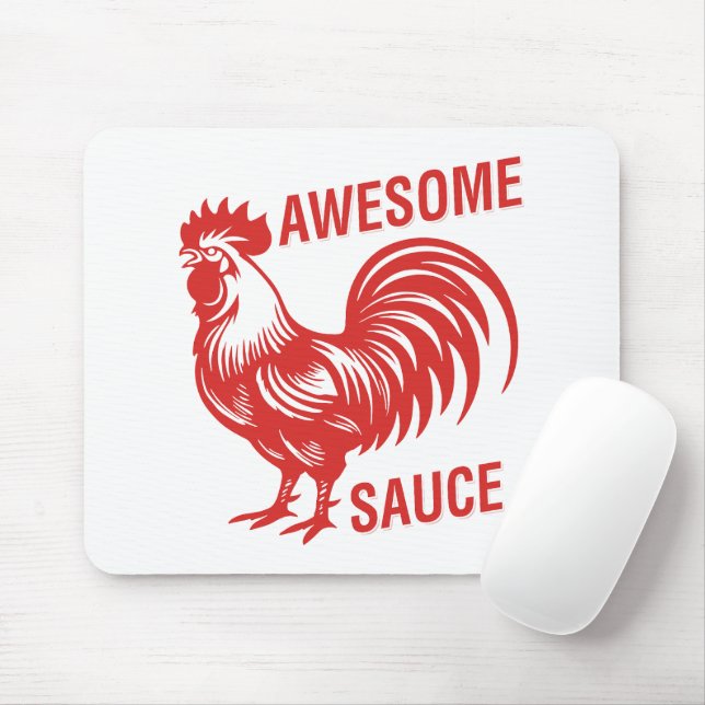 Awesome Sauce Rooster Funny Mouse Mat (With Mouse)