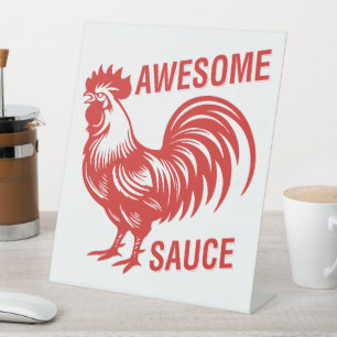 Awesome Sauce Rooster Funny Pedestal Sign