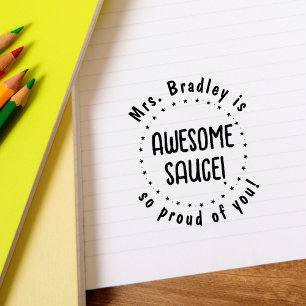 Awesome Sauce Teacher Personalised Rubber Stamp