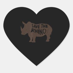 Awesome Save Rhino T Light Version Heart Sticker