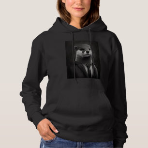 Awesome Sea Otter Animal Cool Otter In Black Suit Hoodie