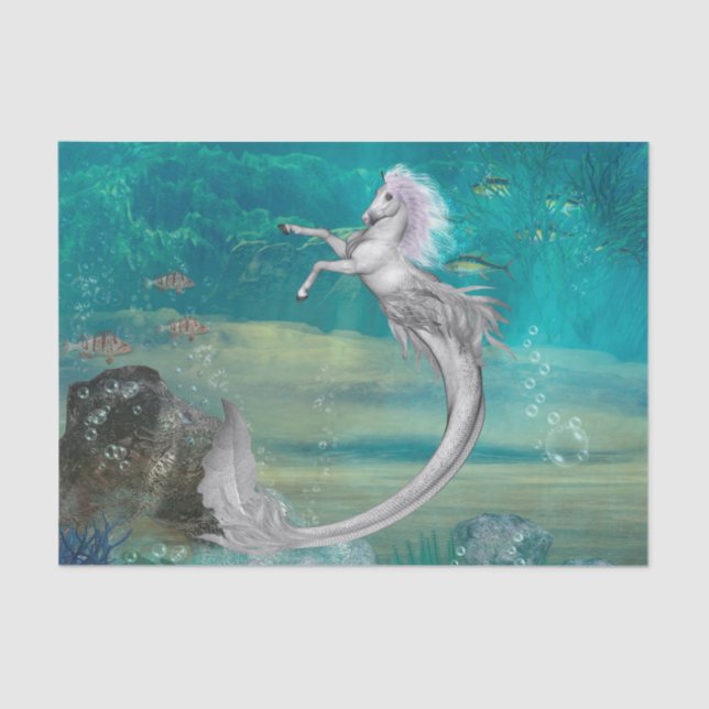 Awesome seahorse in the deep ocean tissue paper (Front)